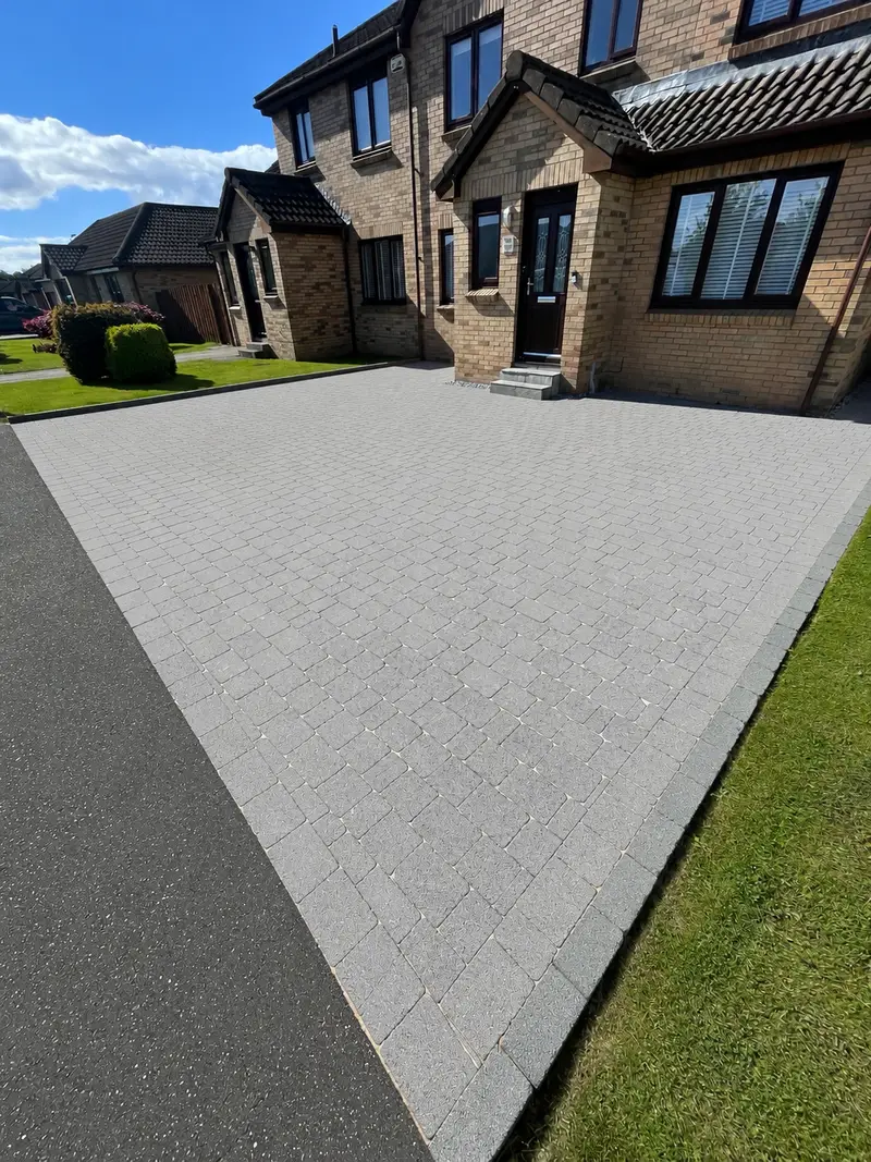 Large Block Paving Driveway — after cleaning