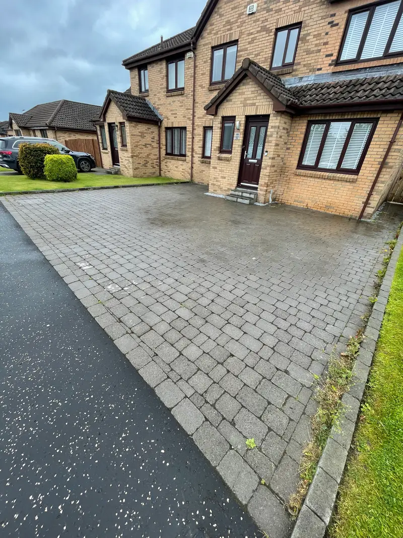 Large Block Paving Driveway — before cleaning