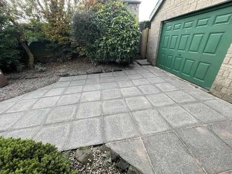 Large Paving Slab Driveway — after cleaning