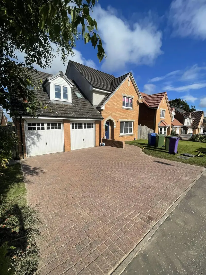 Wide Block Paving, Double Garage — after cleaning